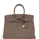 Pre-owned Hermes Birkin 35 Etoupe Togo Gold Hardware