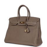 Pre-owned Hermes Birkin 35 Etoupe Togo Gold Hardware