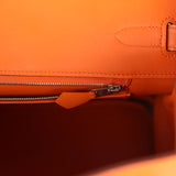 Pre-owned Hermes Birkin 35 Orange Epsom Palladium Hardware