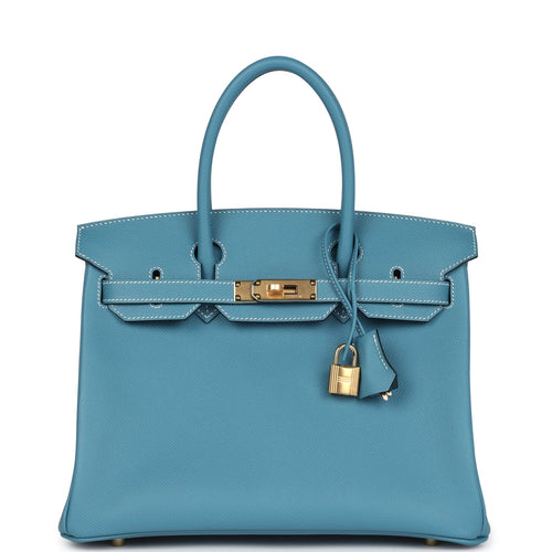 Hermes Birkin 30 Blue Jean Epsom Gold Hardware