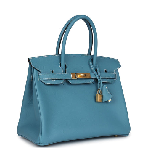 Hermes Birkin 30 Blue Jean Epsom Gold Hardware