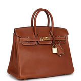 Pre-owned Hermes Birkin 25 Fauve Barenia Faubourg Gold Hardware