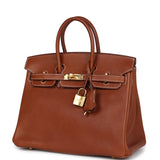 Pre-owned Hermes Birkin 25 Fauve Barenia Faubourg Gold Hardware