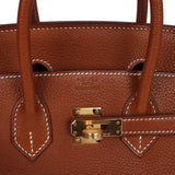 Pre-owned Hermes Birkin 25 Fauve Barenia Faubourg Gold Hardware