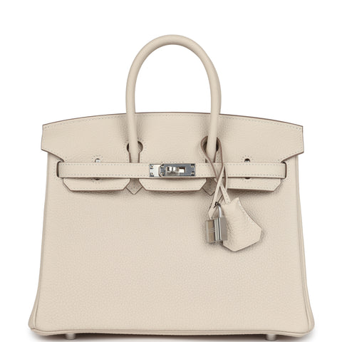 Hermes Birkin 25 Craie Togo Palladium Hardware