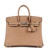 Hermes Birkin 25 Chai Matte Alligator Palladium Hardware