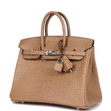 Hermes Birkin 25 Chai Matte Alligator Palladium Hardware