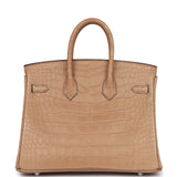 Hermes Birkin 25 Chai Matte Alligator Palladium Hardware