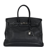 Vintage Hermes Birkin 35 Black Togo Palladium Hardware