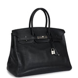 Vintage Hermes Birkin 35 Black Togo Palladium Hardware