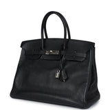 Vintage Hermes Birkin 35 Black Togo Palladium Hardware