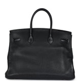 Vintage Hermes Birkin 35 Black Togo Palladium Hardware