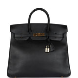 Vintage Hermes HAC Birkin 32 Black Ardennes Gold Hardware