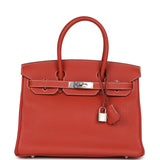 Pre-owned Hermes Birkin 30 Sanguine Fjord Palladium Hardware