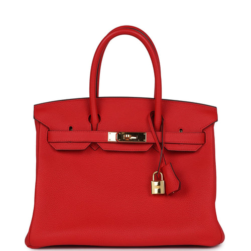 Pre-owned Hermes Birkin 30 Rouge de Coeur Togo Gold Hardware
