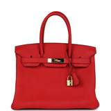 Pre-owned Hermes Birkin 30 Rouge de Coeur Togo Gold Hardware