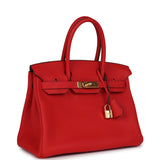 Pre-owned Hermes Birkin 30 Rouge de Coeur Togo Gold Hardware