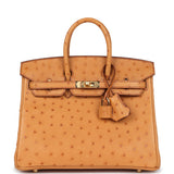 Hermes Special Order (HSS) Birkin 25 Gold Verso Ostrich Gold Hardware