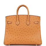 Hermes Special Order (HSS) Birkin 25 Gold Verso Ostrich Gold Hardware