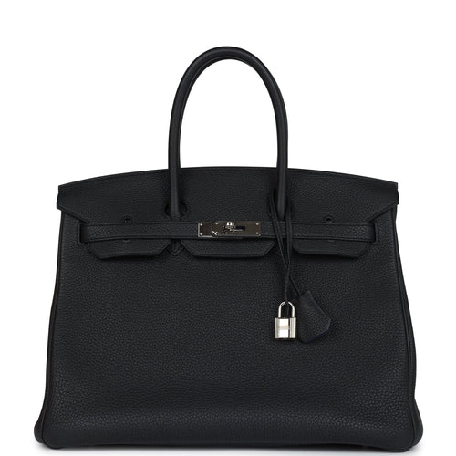 Pre-owned Hermes Birkin 35 Black Verso Togo Palladium Hardware