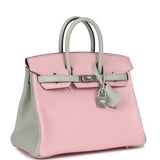 Hermes Special Order (HSS) Birkin 25 Rose Sakura and Gris Perle Chevre Mysore Brushed Palladium Hardware