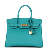 Pre-owned Hermes Birkin 30 Bleu Paon Epsom Gold Hardware