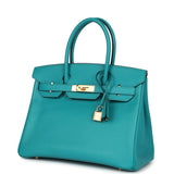 Pre-owned Hermes Birkin 30 Bleu Paon Epsom Gold Hardware