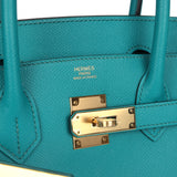 Pre-owned Hermes Birkin 30 Bleu Paon Epsom Gold Hardware