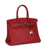 Pre-owned Hermes Birkin 30 Rouge Garance Togo Palladium Hardware