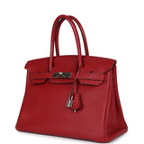 Pre-owned Hermes Birkin 30 Rouge Garance Togo Palladium Hardware