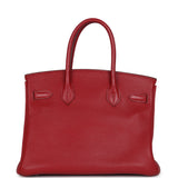 Pre-owned Hermes Birkin 30 Rouge Garance Togo Palladium Hardware