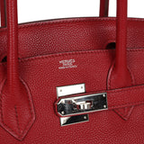 Pre-owned Hermes Birkin 30 Rouge Garance Togo Palladium Hardware