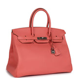 Pre-owned Hermes Birkin 35 Flamingo Epsom Palladium Hardware