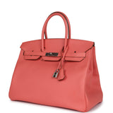 Pre-owned Hermes Birkin 35 Flamingo Epsom Palladium Hardware