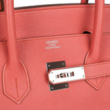 Pre-owned Hermes Birkin 35 Flamingo Epsom Palladium Hardware