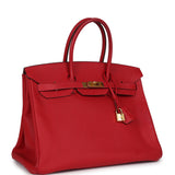 Pre-owned Hermes Birkin 35 Rouge Casaque Epsom Gold Hardware