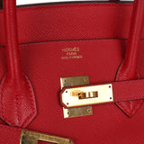 Pre-owned Hermes Birkin 35 Rouge Casaque Epsom Gold Hardware