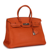 Pre-owned Hermes Birkin 35 Orange Togo Palladium Hardware