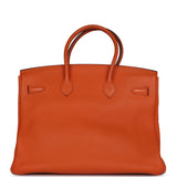 Pre-owned Hermes Birkin 35 Orange Togo Palladium Hardware