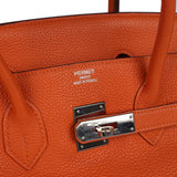 Pre-owned Hermes Birkin 35 Orange Togo Palladium Hardware