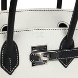 Pre-owned Hermes Special Order (HSS) Birkin 30 White and Black Clemence Palladium Hardware