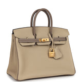 Hermes Special Order (HSS) Birkin 25 Etoupe and Trench Togo Brushed Gold Hardware