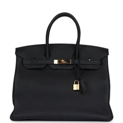 Pre-owned Hermes Birkin 35 Black Togo Gold Hardware