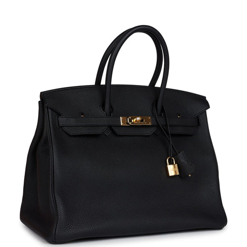 Pre-owned Hermes Birkin 35 Black Togo Gold Hardware