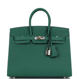 Hermes Birkin Sellier 25 Vert Moyen Epsom Electrum Hardware