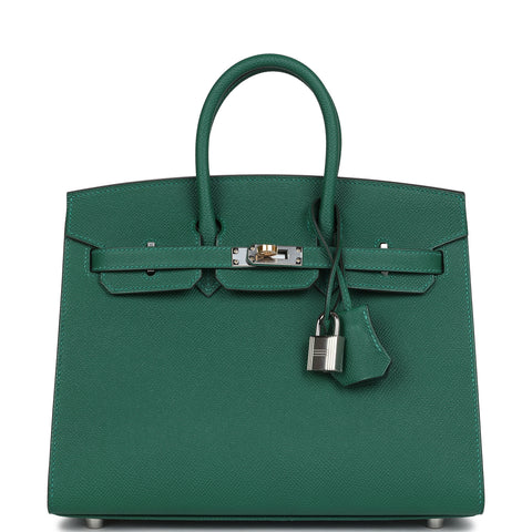 Hermes Birkin Sellier 25 Vert Moyen Epsom Electrum Hardware