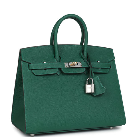 Hermes Birkin Sellier 25 Vert Moyen Epsom Electrum Hardware