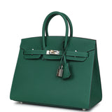 Hermes Birkin Sellier 25 Vert Moyen Epsom Electrum Hardware