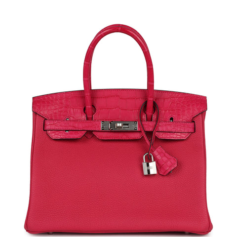 Hermes Birkin 30 Framboise Matte Alligator Togo Touch Palladium Hardware