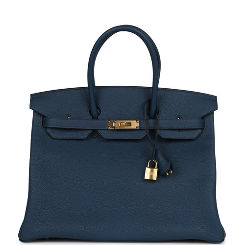 Hermes Birkin 35 Bleu De Prusse Togo Gold Hardware